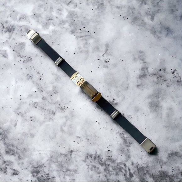 Mens Stainless & Silicone Cross Bracelet - Picture 1 of 3